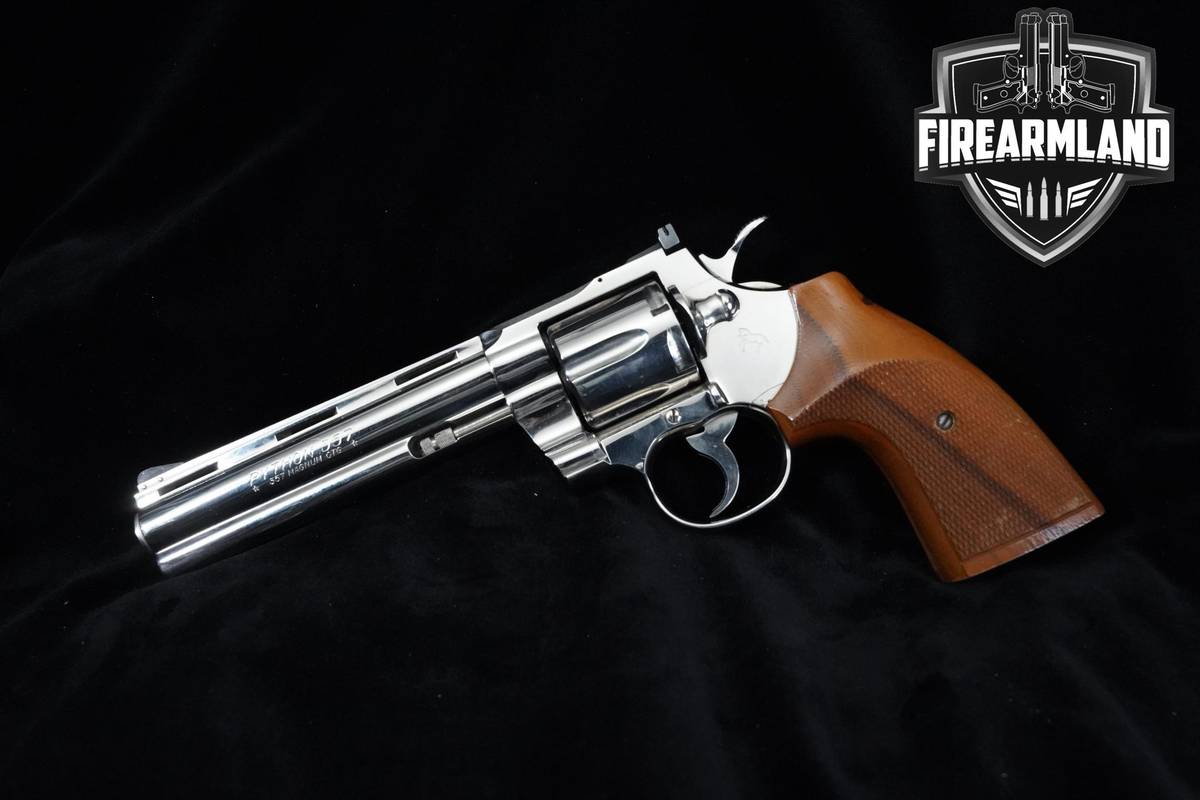 1974 Colt Python Nickel 357 Magnum Nickel Finish Colt-Python VENT RIB DA/SA