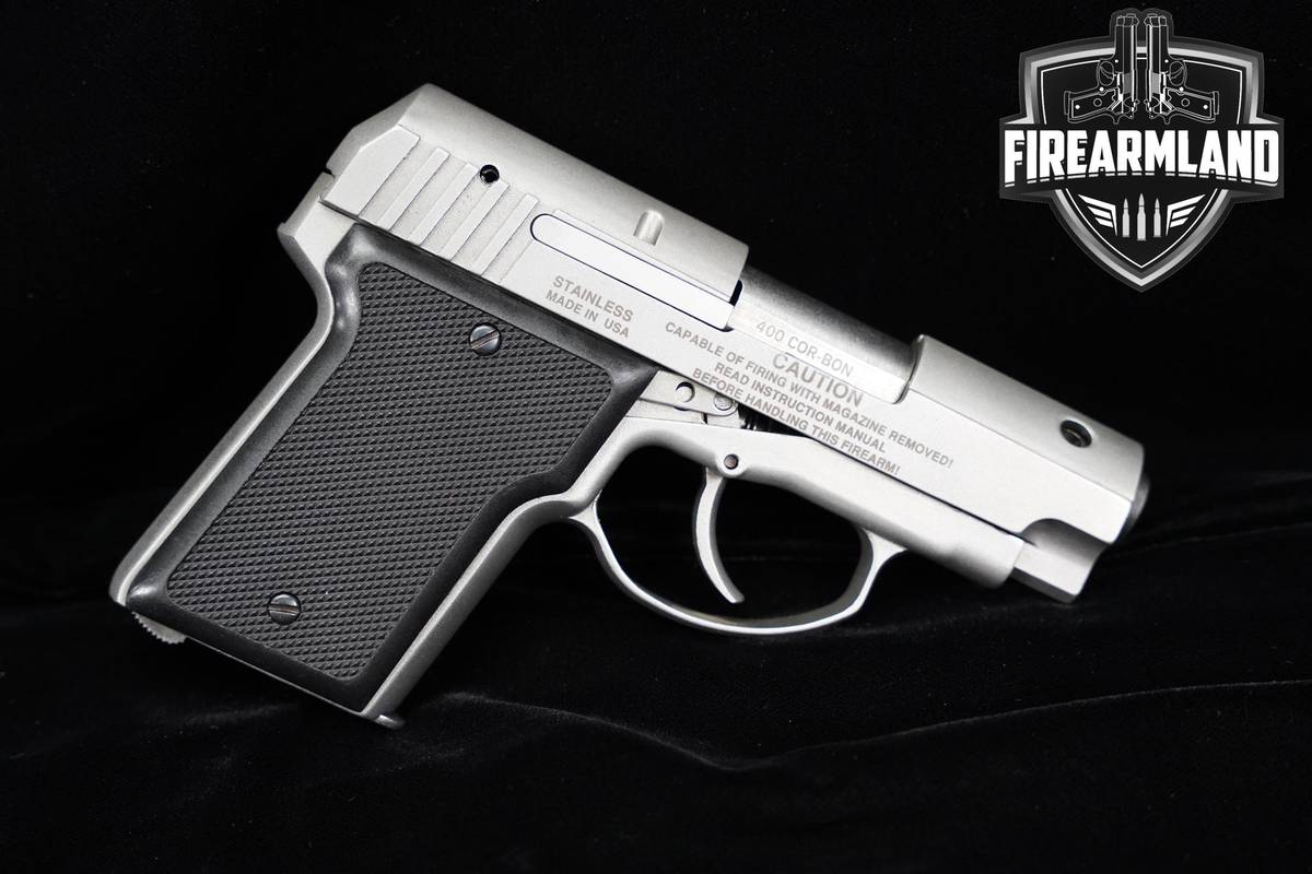 AMT Back Up Large-Frame DAO .400 Cor-Bon 3" Stainless +3 MAGS & ORIG CASE