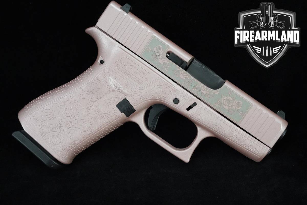 Glock 43X Rose Gold Engraved 9mm 3.41" Rose-Gold Cerakote Glock-43X +2 MAGS