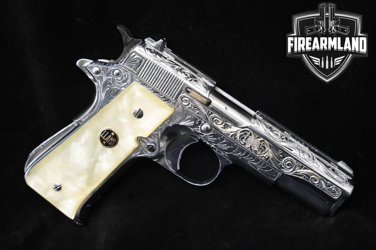ENGRAVED 1967 Llama Model XV Nickel-Plated 22LR 1911 3.7" Llama 22 1911