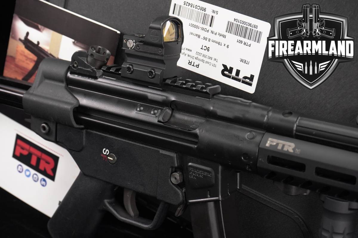 SBR PTR Industries 9 9CT 9mm MP5 Threaded +4 MAGS, LEUPOLD OPTICS, CASE