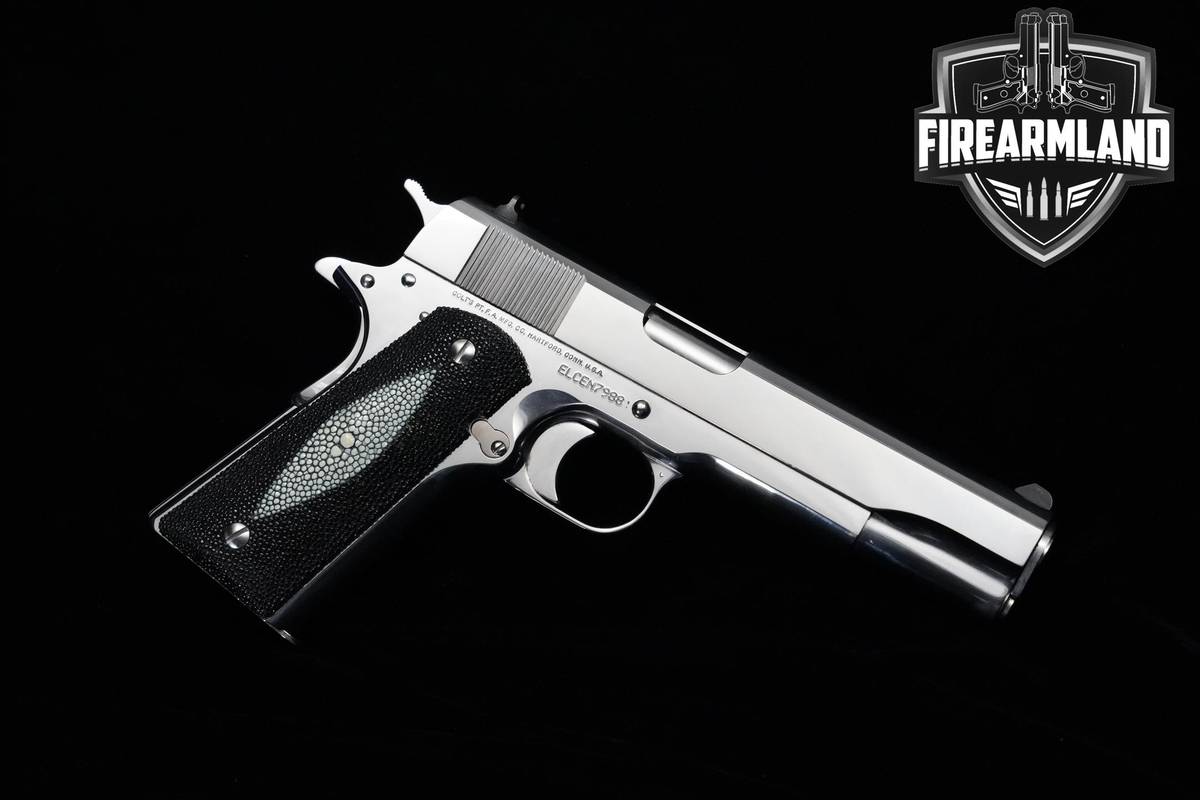 Colt Government Model 0 Custom 38 Super 5" Polished Stainless Colt ORIG BOX