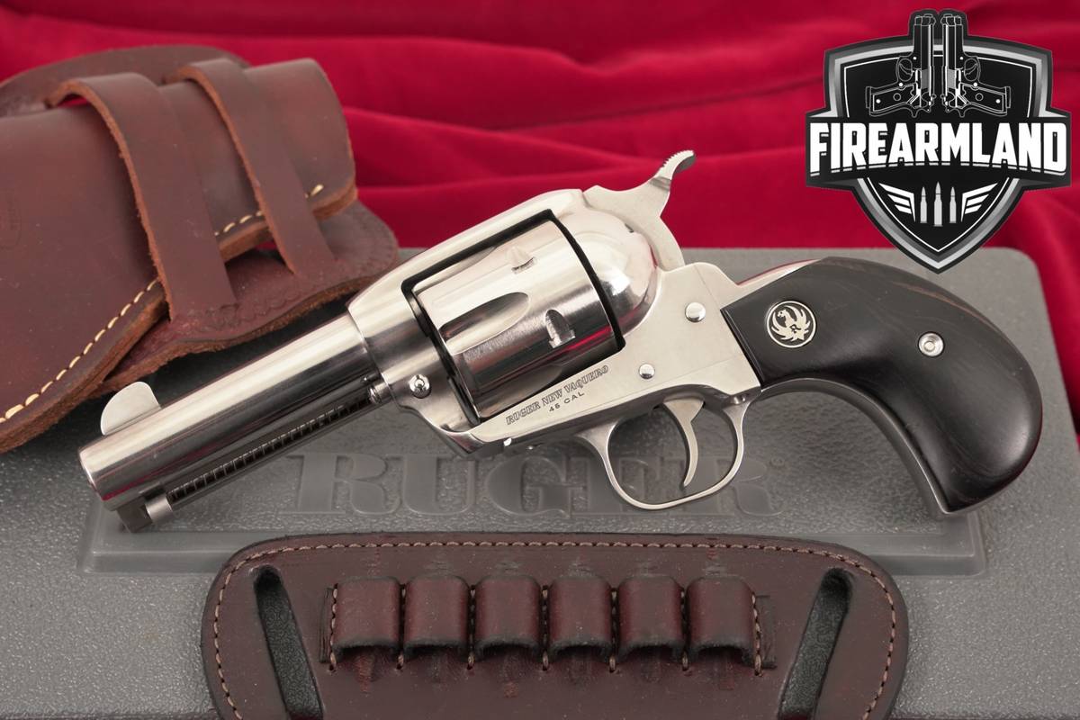 Ruger New Vaquero Birdshead 45 Colt 3.75 Stainless +ORIG CASE & HOLSTER