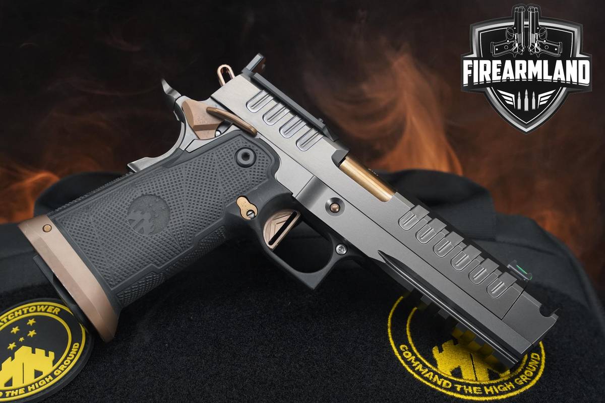 COMPENSATED Watchtower APACHE 1911 9mm 4.6 Graphite & Copper PVD ORIG CASE