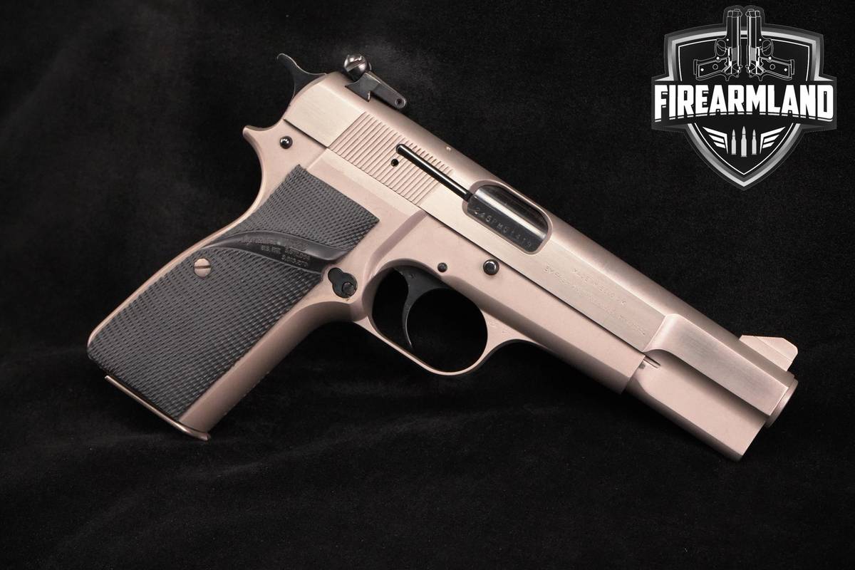 1980 FN Hi-Power Standard 9mm 4.6" Nickel High +2 MAGS & EXTRA GRIPS