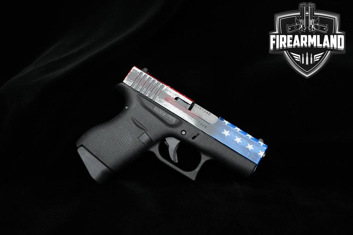 Glock 43 9mm 3.41" American Flag Cerakote 43 Glock +2 MAGS & ORIG CASE
